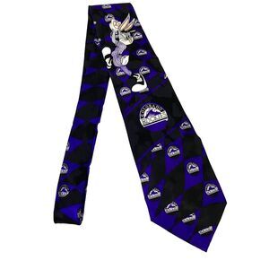 #6646 Black and Purple Colorado Rockies Baseball Mens Necktie, Tie